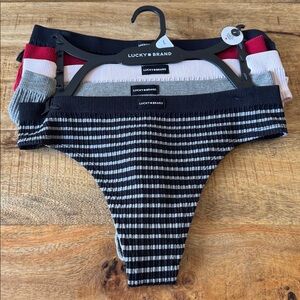 Lucky Brand Pink red black and Gray seamless thongs panties Set of 5 NEW NWT